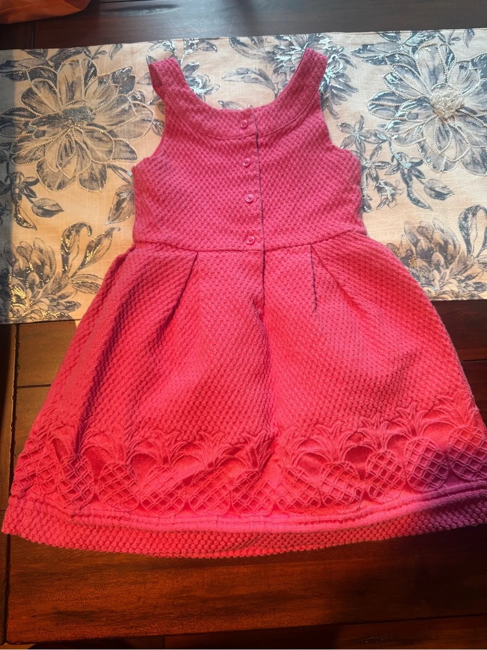 Janie and Jack Jacquard Pineapple Dress in Watermelon Pink